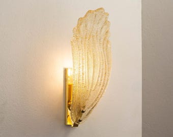Leaf Sconce Murano Amber glass - Vintage Modern Lighting Made in Italy