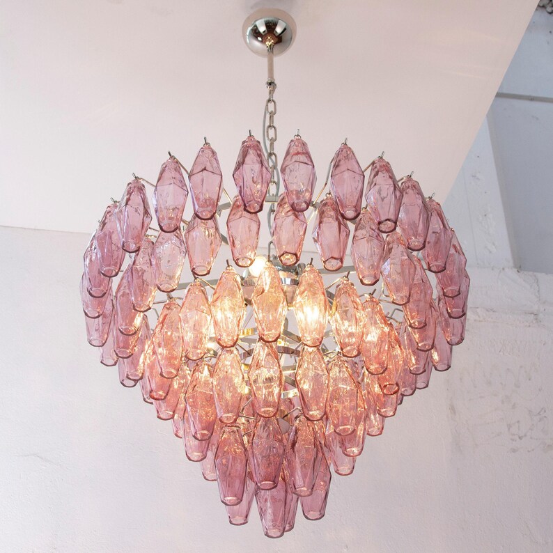 Pendant lighting Polyhedrons – Murano Amethyst Hand-blown Italy – Venini Style lamp image 7