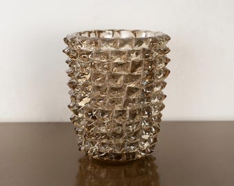 Smoky Murano Glass Rostrato Vase, Italian Mid-Century Modern Decor