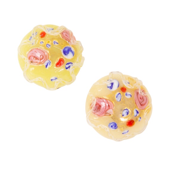 Vintage multicolor clip earrings with half flower… - image 5