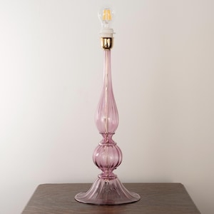 Murano glass table lamp amethyst color, handmade Made in Italy Venetian design lighting