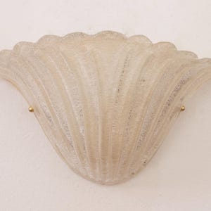 Murano Glass Wall Sconce Shell-Shaped: Ivory and Whitish (Handmade Italy)