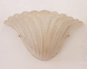 Murano Glass Wall Sconce Shell-Shaped: Ivory and Whitish (Handmade Italy)