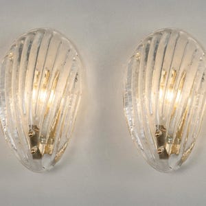 Vägglampor i Murano-glas, set om 2, klart skal, mässingsram - Tillverkad i Italien