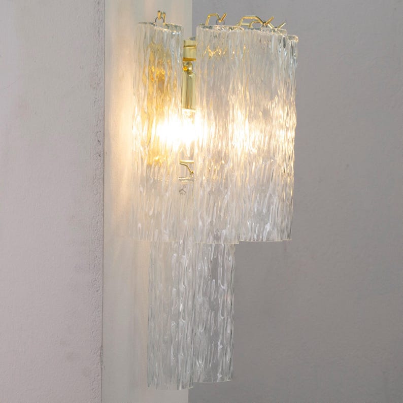 Decorative lamp - Murano Clear Glass Hand-blown Italy - Mazzega style Wall mounted lights image 10