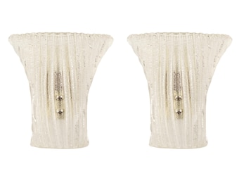 Set of 2 Murano Glass Wall Sconces Handmade Italian mid-century Lighting