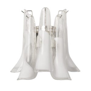 Murano Glass Sconce - Five Clear and White Petali Mid-Century Italian wall light image 14