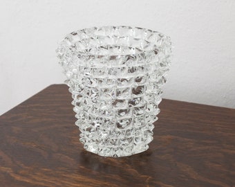 Original Rostrato vase in pure Clear Murano glass, made in Italy 20 cm high