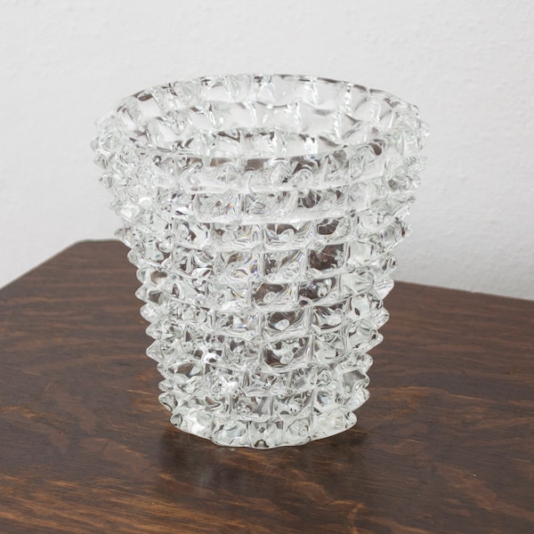 Rostierte Vase aus authentischem Muranoglas, handgefertigt, hergestellt in Italien von Ercole Barovier, Höhe 20 cm