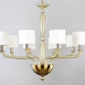 Handmade Chandelier Murano Glass - Amber Venetian Lighting, Classic Decor