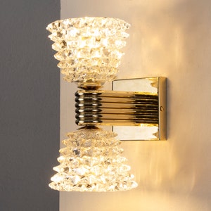 Original Italian Rostrato Murano glass wall lamp in pure crystal colour, handmade wall lamp Made in Italy