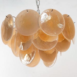 Lámpara de araña de disco – Cristal de Murano ámbar soplado a mano en Italia – Lámpara decorativa