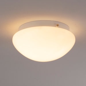 Murano glass ceiling lamp Ø25 cm 1980s milk white opal color Made in Italy, mid century lamp