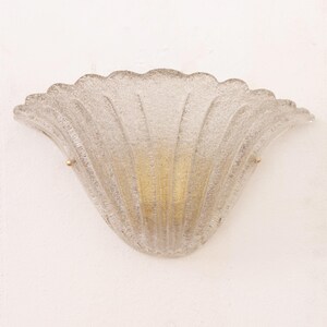 Murano Glass Wall Lamp: Smoky Vintage Sconce Shell-Shaped (Handmade Italy) image 7