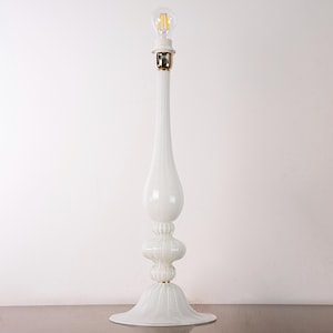 Murano glass table white color, handmade Made in Italy Venetian design lighting