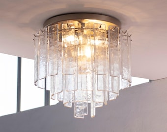 Vintage Murano Glass Ceiling Lamp, Handmade Italian Mid-Century Modern Light Fixture