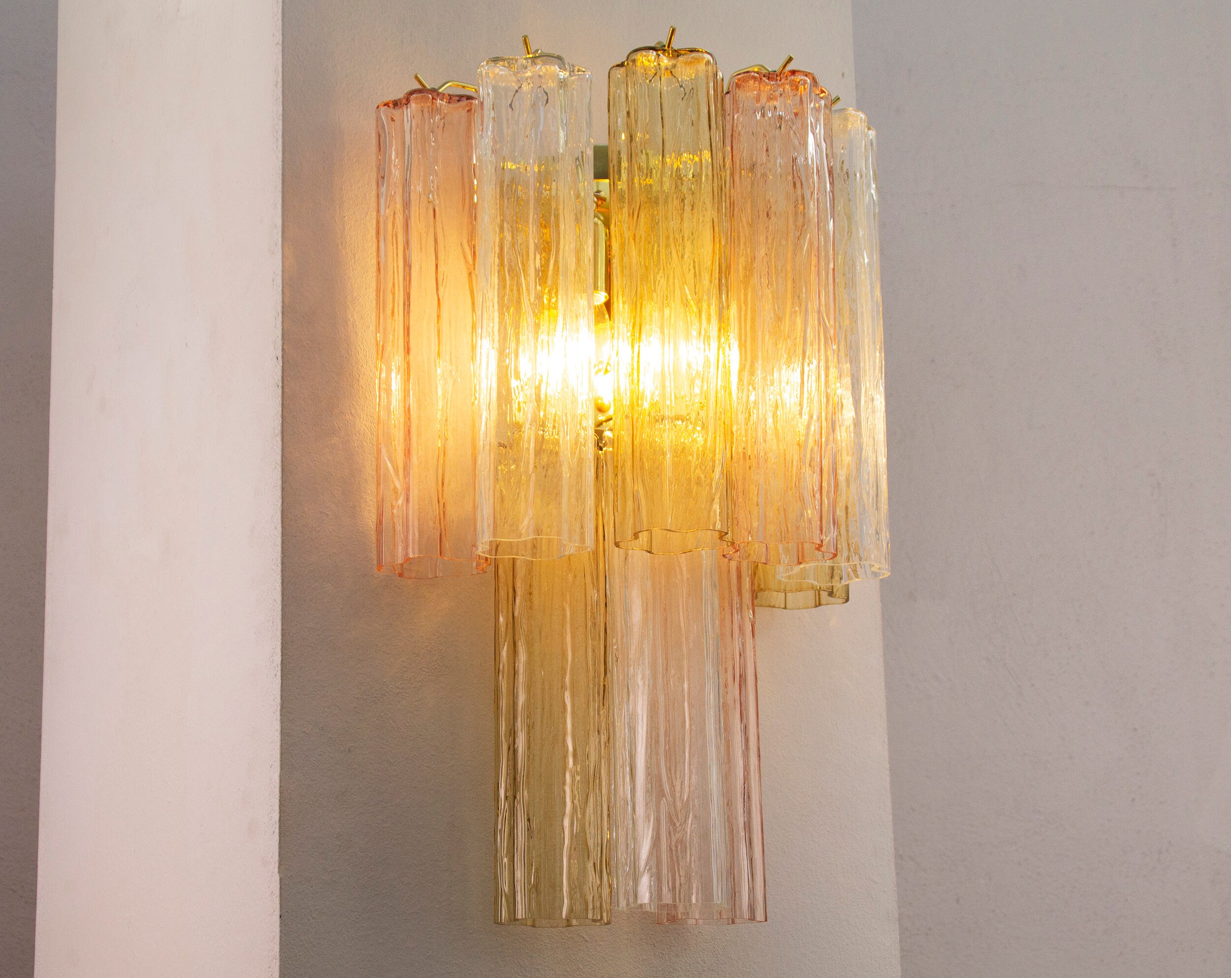 Italian Wall Light Murano Multicolor 2 Tier - Mid-century