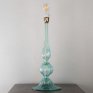 Murano glass table lamp Aquamarine color, handmade Made in Italy Venetian design lighting