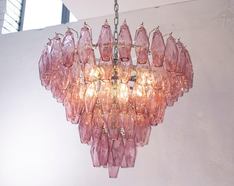 Hangverlichting Veelvlakken – Murano-amethist mondgeblazen Italië – Venini-stijl lamp