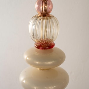 Glass Table Lamps: Murano Handmade Pair (Ivory, Pink, Gold Leaf) image 2