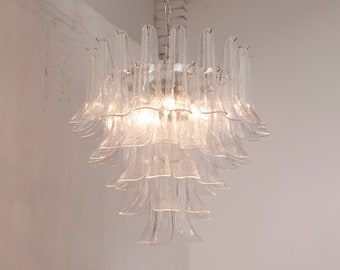 Lampada a sospensione Petali Ø70 cm Made in Italy in vetro di Murano, lampadario stile vintage