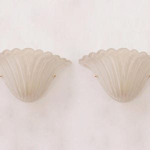 Murano Wall Sconces Alabaster Fan-Shaped - Whitish Ivory Set of 2 Made in Italy