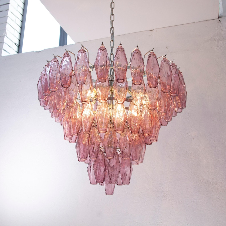 Pendant lighting Polyhedrons – Murano Amethyst Hand-blown Italy – Venini Style lamp image 1