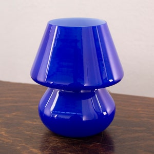 Murano glass mushroom lamp blue color height 18cm, Made in Italy design table lamp