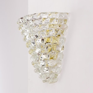 Murano rostrato glass wall sconces pure crystal color, handmade lamps Made in Italy