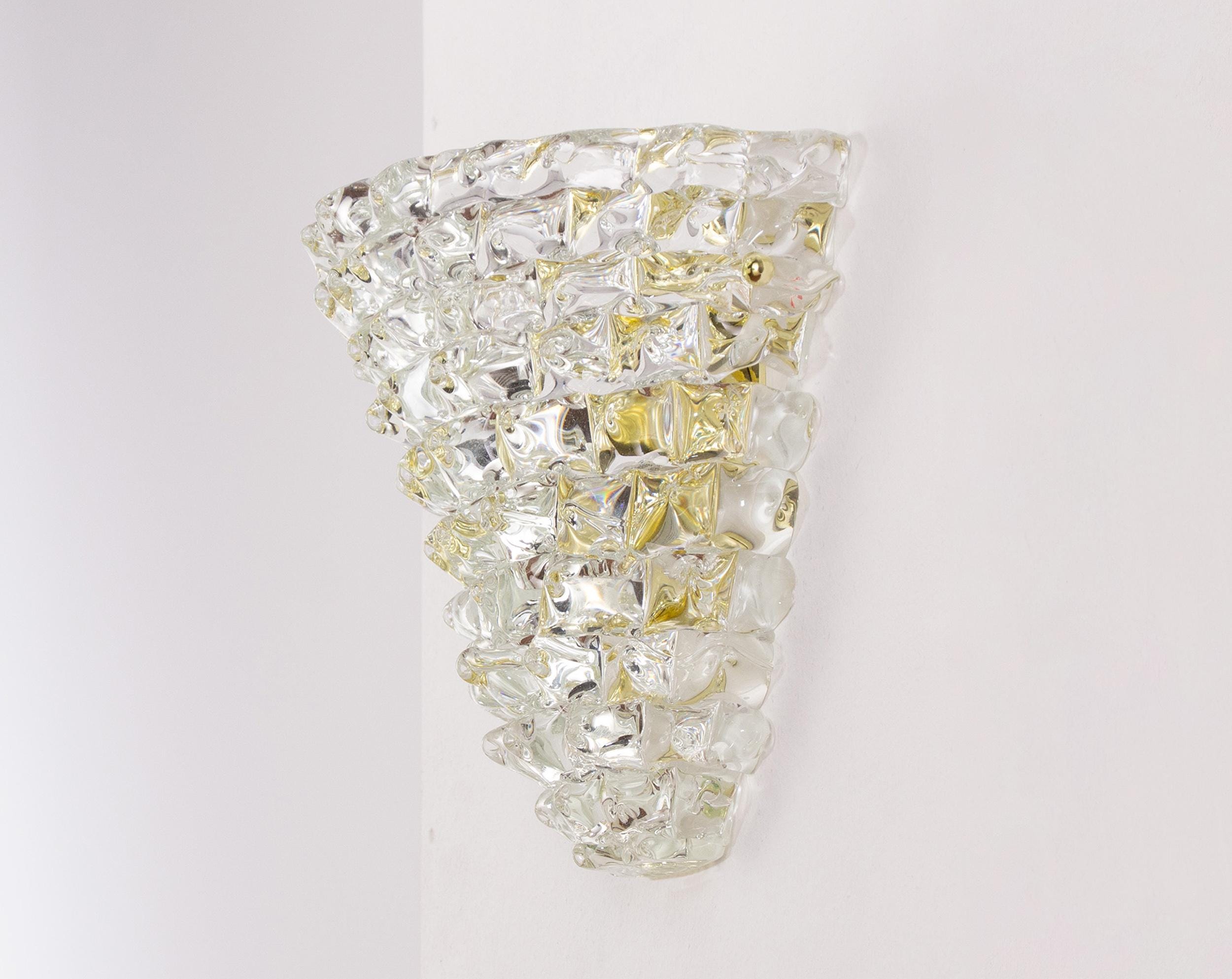 Murano rostrato glass wall sconces pure crystal color, handmade lamps Made in Italy