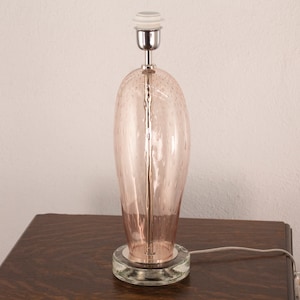 Original Murano glass pink table lamp with glass base, handmade height 45cm Made in Italy