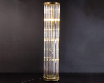 Murano Glass Triedri Floor Lamp, Gold Leaf Metal Frame, Italian Design Lighting