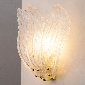 Large wall sconce with 3 leaves in Murano glass, Made in Italy elegant handmade wall lamp