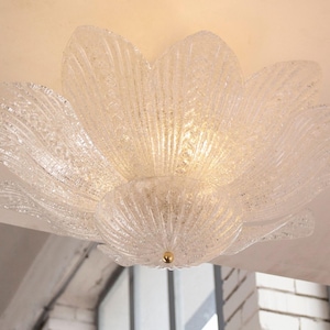 Plafoniera in vetro di Murano – foglie lavorate a mano con graniglia – Lampada decorativa