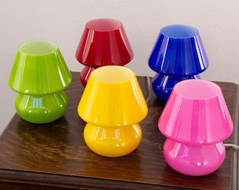 Murano Mushroom Table Lamp: Multicolor Handblown Venetian Glass Light