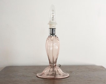 Murano Glass Lamp – Elegant Handblown Base in Cipria Pink, Custom Orders Welcome