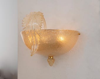 Bernstein Murano Glas Wandleuchte: Handgemachte Italienische Applikation