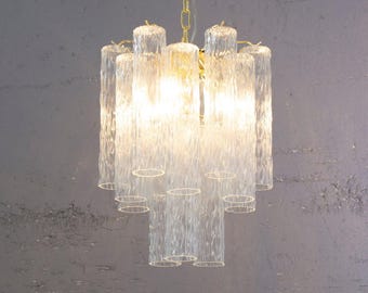 Murano suspension lamp Ø40 cm - Clear Glass Hand-blown Italy - Customizable light