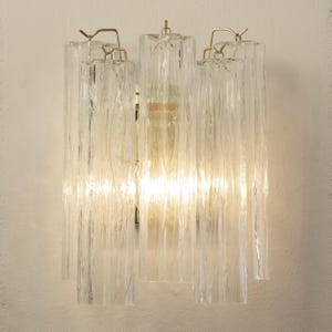 Paire d'appliques murales, Tronchi H35cm - Verre transparent soufflé à la main en Italie - Style moderne du milieu du siècle image 6