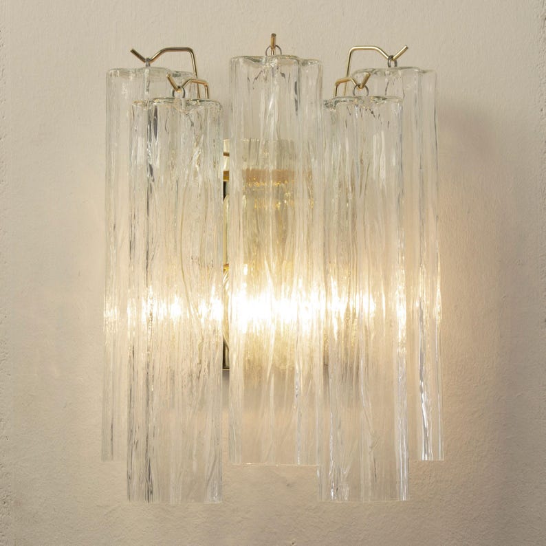 Paire d'appliques murales, Tronchi H35cm - Verre transparent soufflé à la main en Italie - Style moderne du milieu du siècle image 6