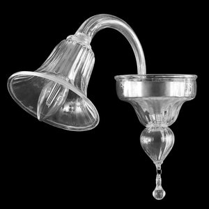 In stock! Hand blown Murano art glass wall sconce, creal glass Made in Italy, handmade modern wall lamp