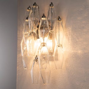 Wall sconce with poliedri in Murano glass Made in Italy, vintage style wall lamp