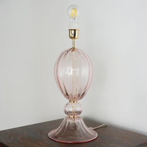 Murano Glass Table Lamp Base – Handblown, Cipria Pink Color, 50 cm Height, Customizable