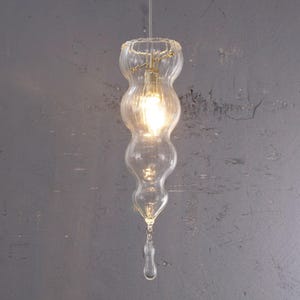 Murano Glass Pendant Lamp, Transparent Handmade Venetian Style (Adjustable Cord)
