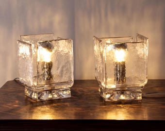 Glass Table Lamps Set of 2:  Murano Mid Century Italian Design, Decorative light