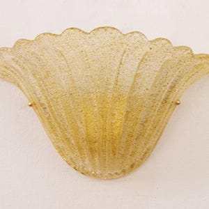 Elegant Goldish Murano glass wall sconce hand blown with grit, wall lamp Made in Italy
