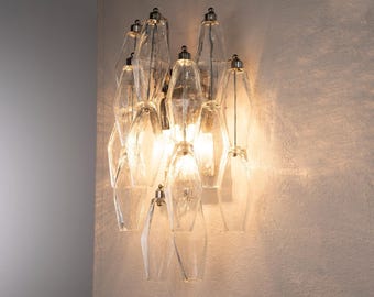 Murano wall sconce Polyhedrons – Clear Glass Hand-blown Italy – Luxury Decorative lamp