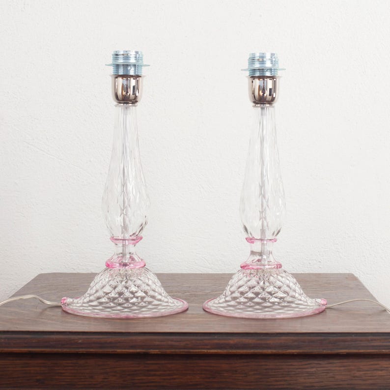 Murano-Tischlampen: Transparentes Glas mit rosa Akzenten (2er-Set) Bild 6