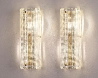 Ensemble d'appliques murales : verre de Murano avec cadre en laiton de style déco à texture optique