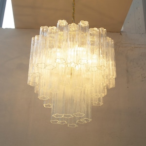 Italian pendant Murano Ø65 cm - Clear Glass Hand-blown Italy - Mid-Century Modern